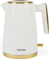 Petra Waterkoker 1,7 liter - 360° draaivoet, antikalkfilter, droogkooksensor, automatische uitschakelfunctie, 2200 W, wit/goud