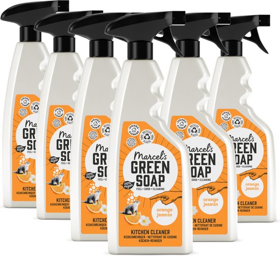 Marcel’s Green Soap keukenreiniger sinaasappel & jasmijn – 6x500ml