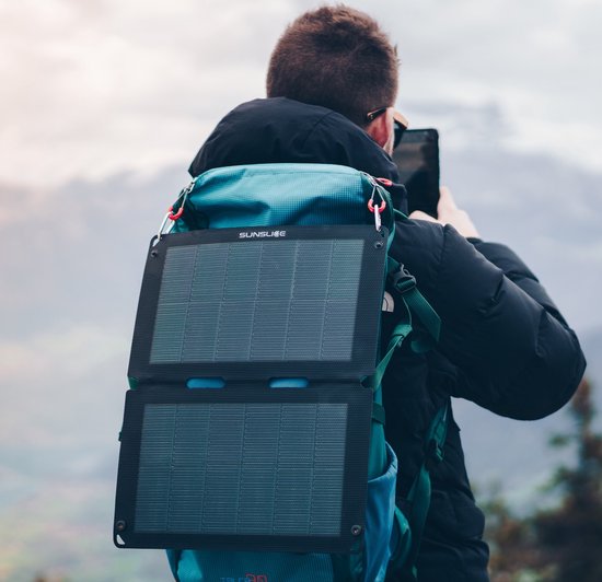 Panneau solaire flexible de Nieuwe génération 12W. Puissant et beaucoup plus léger, ultra-fin, incassable. pour smartphone, idéal pour le camping et la Marche - Zwart