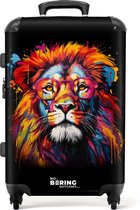 NoBoringSuitcases.com® - Koffer groot - Rolkoffer lichtgewicht - Kleurrijke leeuw in graffiti stijl - Reiskoffer met 4 wielen - Grote trolley XL - 20 kg bagage