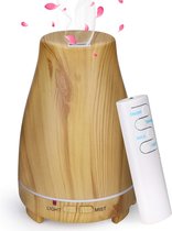 ZenFlow™ 200ml Ultrasone Aroma Diffuser: Luchtbevochtiger & Geurlamp met 7 Kleuren LED - Helder Hout