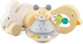 cadeauset baby- houten speelgoed- konijn-vogel-beertje- speelgoed vanaf geboorte