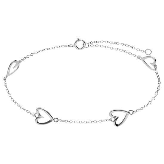Lucardi Bracelet Femme Argent Coeurs - Bracelet - Argent 925 - Argent - 19 cm