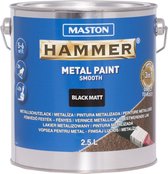 Maston Hammer - metaalverf - mat zwart - smooth - 2,5 liter