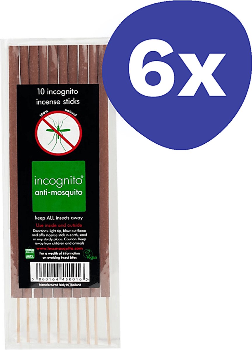 Goedkoopste Incognito - Less Mosquito Citronella Wierrookstokjes (6x 10 stuks