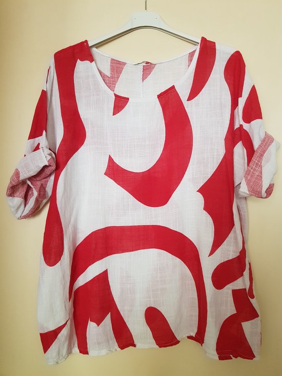 Dames tops print rood One size 38/42