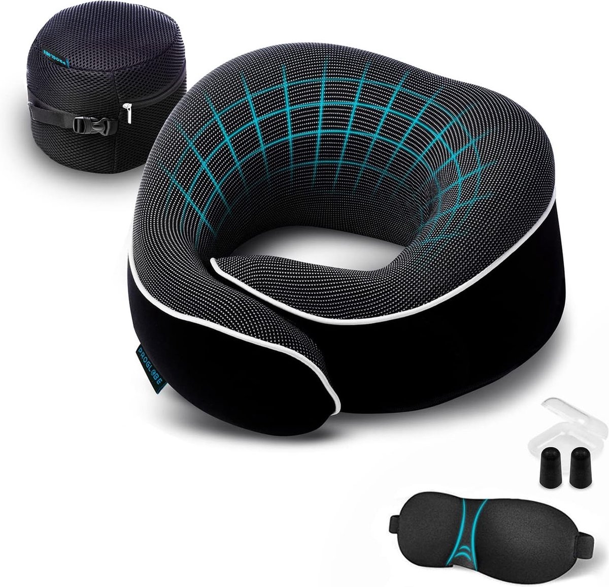 Oreiller Cervical Ergonomique Mémoire De Forme - 2 Hauteurs 11/14.6cm - Avec Housse Et Masque Yeux