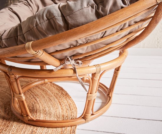 Papasan stoelkussen, rond, zwart, 110 x 110 cm, zacht en comfortabel kussen voor polyrotan hangstoel