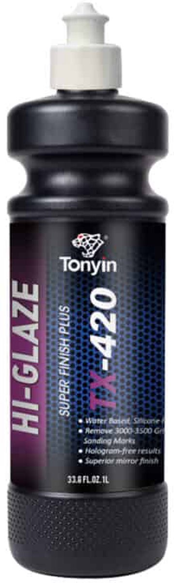 TONYIN | Hi-glaze super finish plus 1L | Ultra fine polijstmiddel | Polijstmiddel om fijne onvolkomenheden te verwijderen | Gebruik met de hand of met een polijstmachine | TX420B