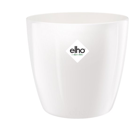 Elho Brussels Diamond Rond 14 - Bloempot voor Binnen - Ø 13.6 x H 12.5 cm - Wit