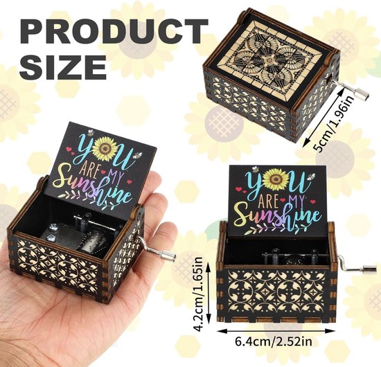 Muziekdoosje You are my sunshine - ideaal moederdag cadeau - moederdag cadeautje van Kadoing! — afbeelding 3
