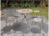 MYLIA Tuineethoek van gietijzer: een tafel en 4 opstapelbare stoelen - Beige - GUERMANTES L 80 cm x H 90 cm x D 80 cm