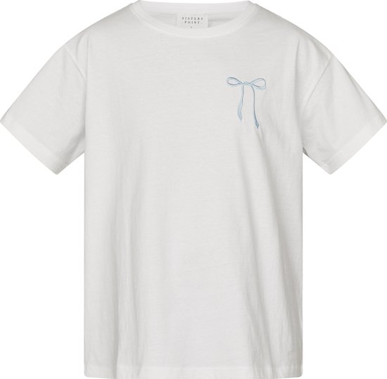 SISTERS POINT Pein-ss12 - Dames T-Shirt- White/L.blue - Maat XL