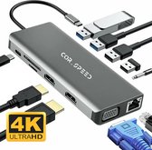 Station d'accueil USB C Cor.Speed ​​12-en-1 – Dual HDMI – Hub USB C PREMIUM – Gris sidéral
