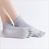 *** 2 paires de chaussettes à orteils gris clair, Yoga, Sport, Fitness, Pilate, Antidérapantes - Respirantes - de Heble® ***