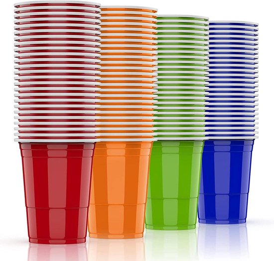 NUZEKY Pakket van 50 rode plastic bekers - herbruikbaar, duurzaam, vaatwasserbestendig, 350 ml (12 oz) voor feest, camping, verjaardag, bruiloft