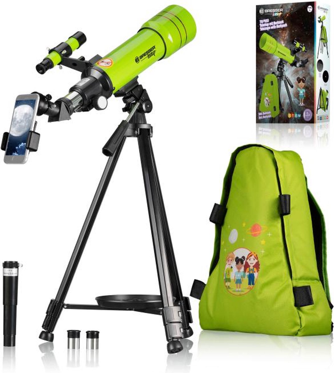 Bol.com Bresser Junior Telescope - 70/400 - Sterrenkijker voor kinderen - Groen - Met rugtas en accessoires aanbieding