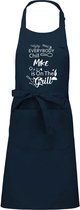 Keukenschort - Barbecue schort - Navy blauw - Everybody Chill (naam) is on the grill - met voornaam naar keuze - 76 x 90 cm - Verjaardags cadeau - BBQ
