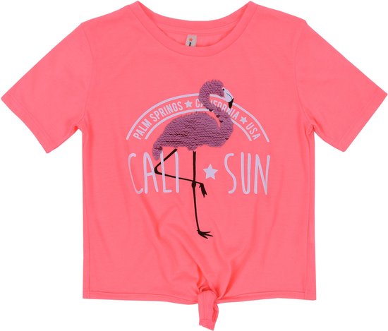 Neon blouse met flamingo