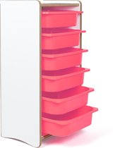 Industrial Living kinderkast met 6 roze opberglades - Kast kinderkamer - Opbergkast - Speelgoedkast - Boekenkast - Hout - Wit