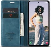 CaseMe 013 Hoesje Geschikt voor Samsung Galaxy A55 - Book Case met Standaard - Portemonnee Beschermhoes - Pasjeshouder voor Twee Pasjes - Blauw