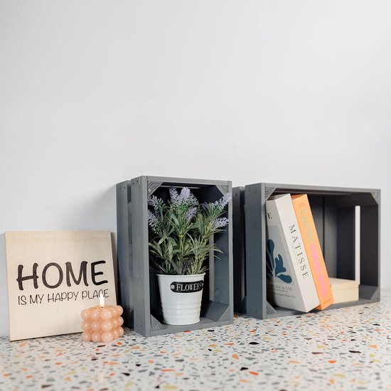 Creative Deco Gevlamde Houten Doos | 30 x 20 x 15 cm | Vintage Houten Mand | Ideaal voor Opslag Gift Decoratie DIY Ambachten | voor Documenten Speelgoed Gereedschap