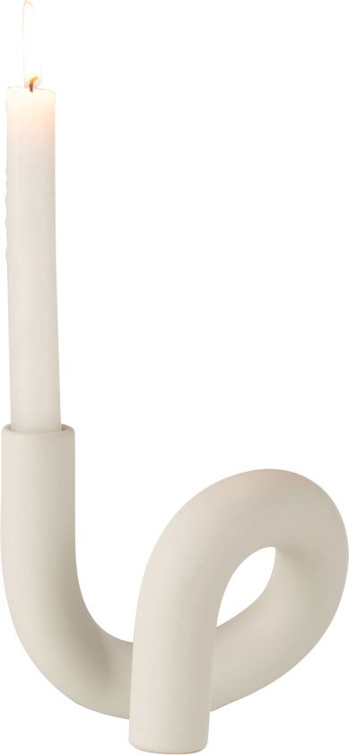 J-Line bougeoir Torsion 1 Bougie - céramique - blanc