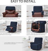 Hoes voor fauteuil, fluwelen hoes voor fauteuil, stretch fauteuil, 4 stuks, voor zijvak, standaard hoes voor woonkamer (fauteuil, marineblauw)