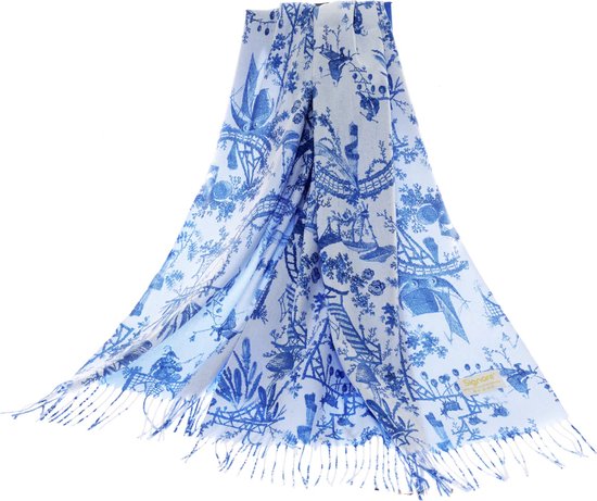 Sjaal - Pashmina - Kunst - Chinoiserie – British Museum - 70 x 200 cm met 10 cm franjes.