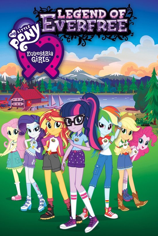 My Little Pony Equestria Girls: Legend of Everfree poster met zes meiden in een bosrijke omgeving.