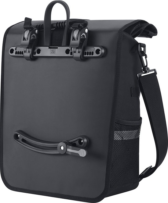 Hikemeister Milan - Sacoche de vélo simple - Matériau hydrofuge - 19L - Zwart - Polyester 600D + PVC - Sacoches de vélo pour vélos électriques