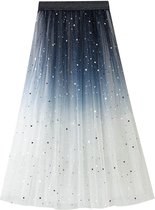 Dames rok - Tule Rok Blauw Wit Kleurverloop - met elastische - hoge taille - plooirok met A-lijn voor bruiloft - feest