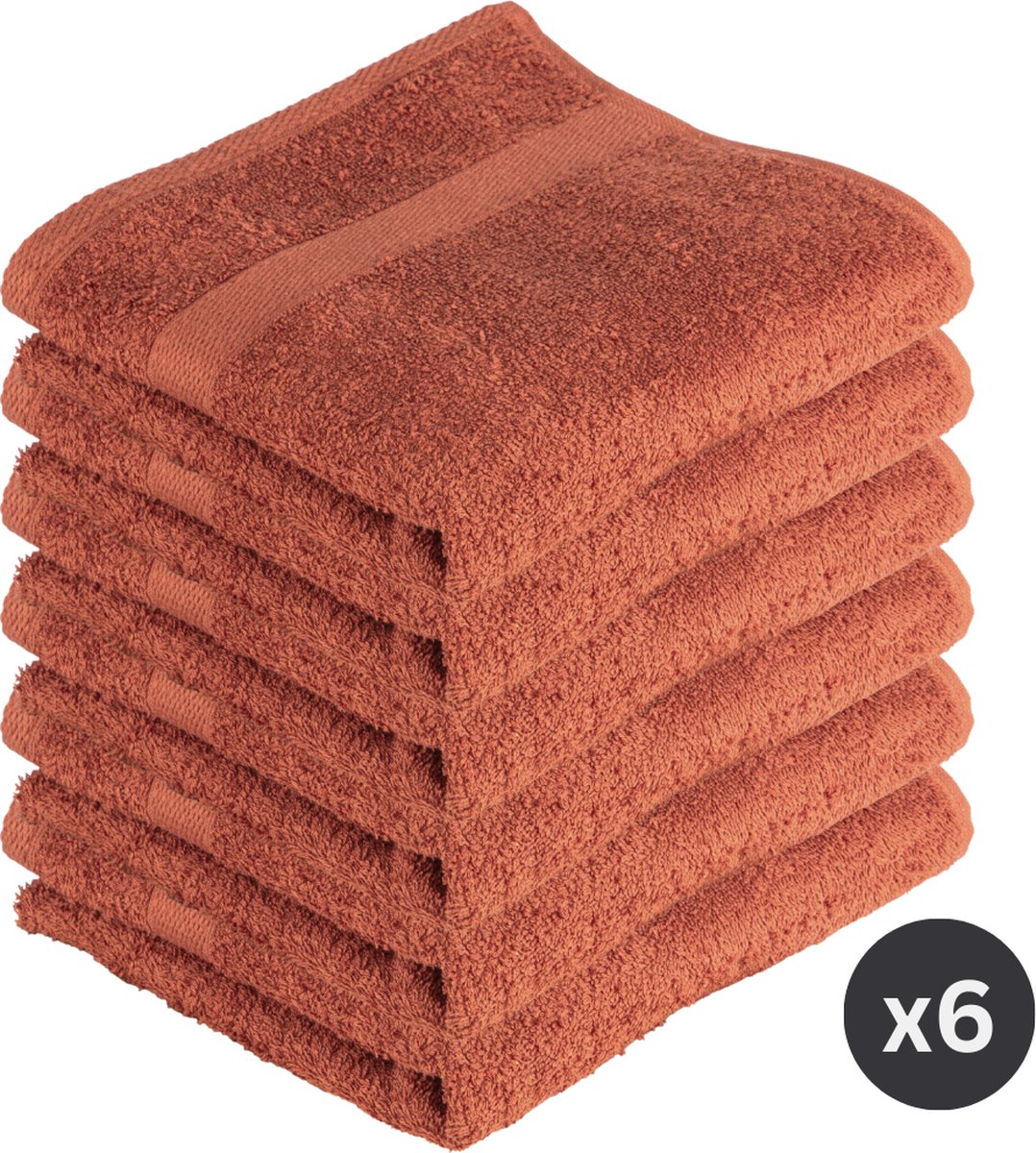 TISECO HOME STUDIO - Handdoek RIVA - SET/6 - 100% katoen - 450 g/m² - 100% katoen - superzacht en zeer absorberend - 50x100 cm - Terra
