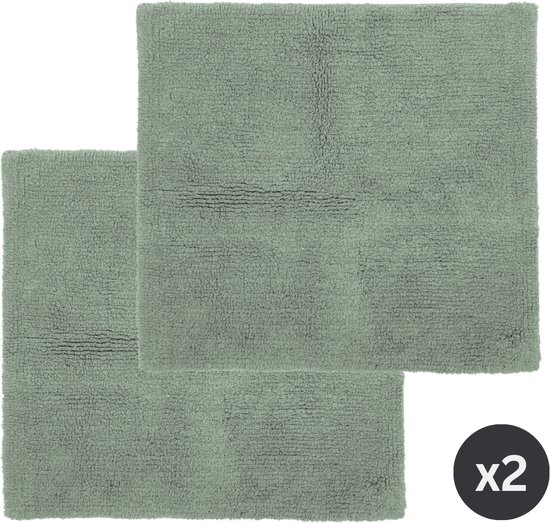 Tiseco Home Studio - Tapis de bain RIVA - - SET/2 - 100% coton - antidérapant - Carré - 60x60 cm - Greenstone