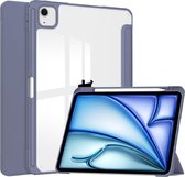 Case2go - Tablet hoes geschikt voor Apple iPad Air 13 (2024) - Acrylic Trifold case met Pencil houder - Paars