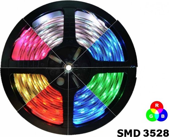1 Meter - RGB IP20 LED Strip SMD3528 60led p/m - (geen adapter en remote/controller inbegrepen)