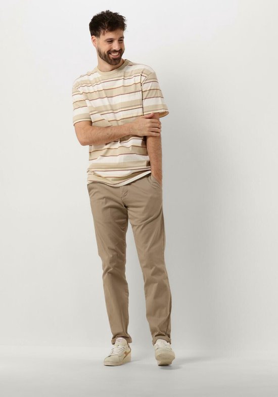 Anerkjendt Akkikki S/s Stripe Tee Polo's & T-shirts Heren - Polo shirt - Beige - Maat S
