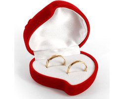 Ringdoosje twee ringen hartje - bruiloft - huwelijk - aanzoek - huwelijksaanzoek - verloving - sieradendoos - liefde - Valentijnsdag - ring