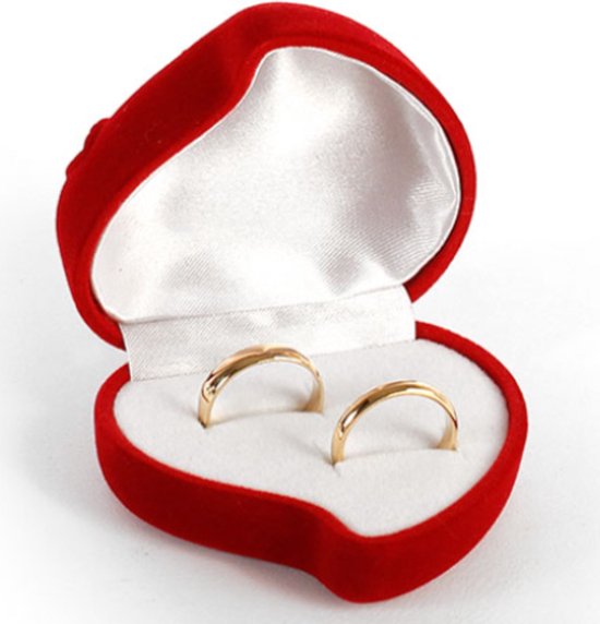 Ringdoosje twee ringen hartje - bruiloft - huwelijk - aanzoek - huwelijksaanzoek - verloving - sieradendoos - liefde - Valentijnsdag - ring