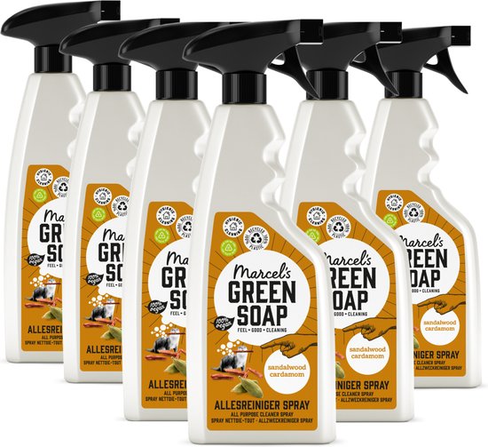 Marcel's Green Soap Allesreiniger Spray – Sandelhout & Kardemom – 6 x 500ml