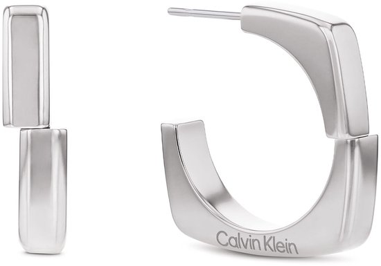 Calvin Klein CJ35000557 Dames Oorbellen - Oorknopjes - Sieraad - Staal - Zilverkleurig - 4 mm breed - 20 mm lang