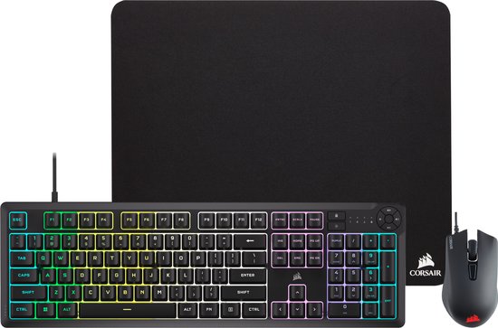 Corsair Gaming Bundel - K55 Core Toetsenbord, Harpoon Muis & MM100 Muismat - RGB - Qwerty - Zwart