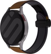 Strap-it Smartwatch bandje 22mm - PU leren magnetisch bandje met d-buckle geschikt voor Samsung Galaxy Watch 1 46mm / Watch 3 45mm / Gear S3 - Polar Vantage M / Grit X - Huawei GT 1/2/3/4 46mm - donkerbruin
