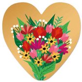 Wenskaart - lief - blanco - zonder tekst - hart van goud - met bloemen - juf - meester - valentijn - artige