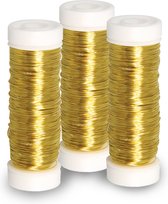 Rayher Sieraden maken draad - 3x - goud - 0.3 mm dik - 50 meter snoer - haakdraad - bindmaterialen - rijgkoord