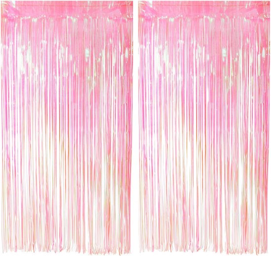 Foto: Boland folie deurgordijn feestgordijn 2x lichtroze 100 x 200 cm versiering feestartikelen geboorte meisje glitter and glamour