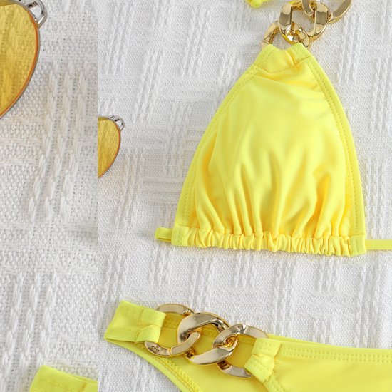 CUPSHE Bikiniset voor dames, twist front, hoge taille, v-hals, gewatteerd, 2 -delige set, badpakken, zwempakken, Groen, S