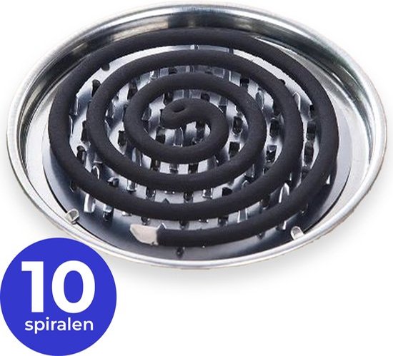 Syllio Anti Muggen Spiraal - 1 Houders Incl. 10 Spiralen - Citronella Spiraal - Muggen Kaars - 7 Branduren per spiraal - Muggen Verjagen