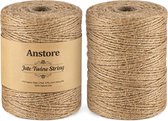 MGM Trading 400 M natuurlijk jute touw, Anstore 1312 voet 2 rollen jute string kunst en ambachten touw voor cadeauverpakking, fotoweergave, bloemisterij, bruiloft decoratie en tuin