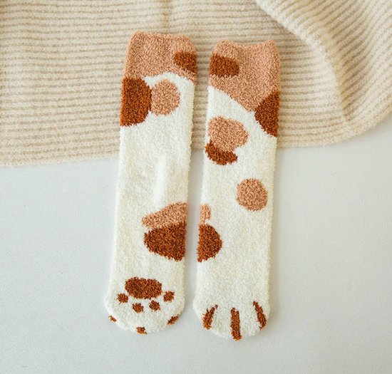 Hiden | Katten sokken - Katten Huissokken - Sokken Heren - Sokken Dames - Geschikt voor maat 34 t/m 39 | Bruin